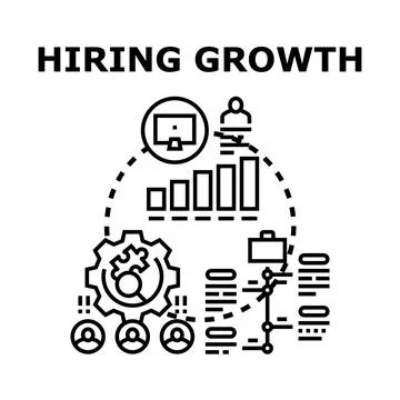 Hiring growth concept optimizing staffing and recruitment process Stock Illustration