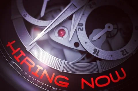 Hiring Now on the Automatic Men Watch Mechanism. 3D. Stock Illustration