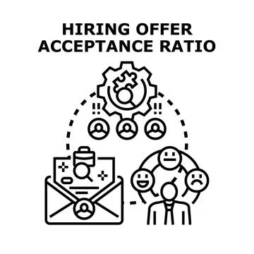 Hiring offer acceptance ratio analyzing candidate decisions 库存插图