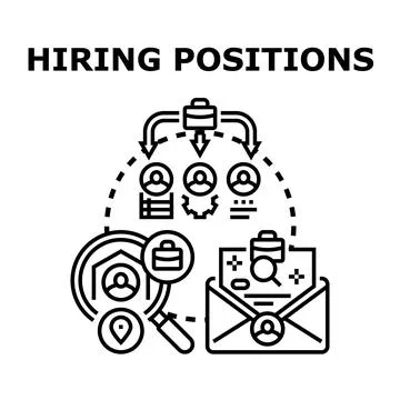 Hiring positions process for recruitment and job search Stockillustratie