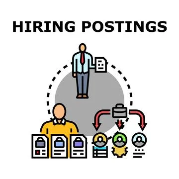 Hiring postings vector concept recruitment process Stock Illustration