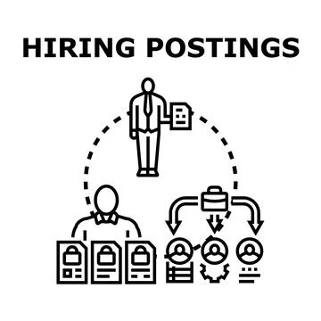 Hiring postings vector concept recruitment process Stock Illustration