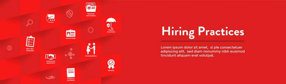 Hiring Practices icon set - web header banner Stock Illustration
