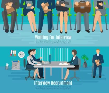 Hiring Process Banner Set Stock Illustration