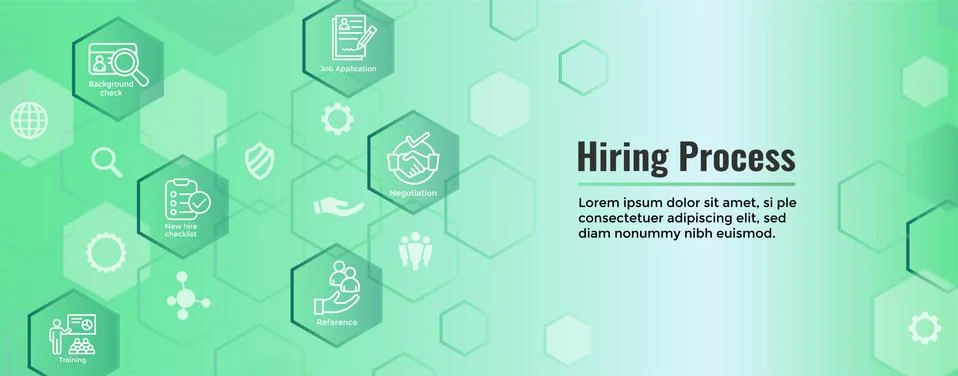 Hiring Process icon set and web header banner Stock Illustration