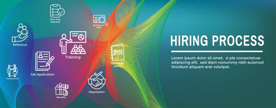 Hiring Process icon set and web header banner Stock Illustration