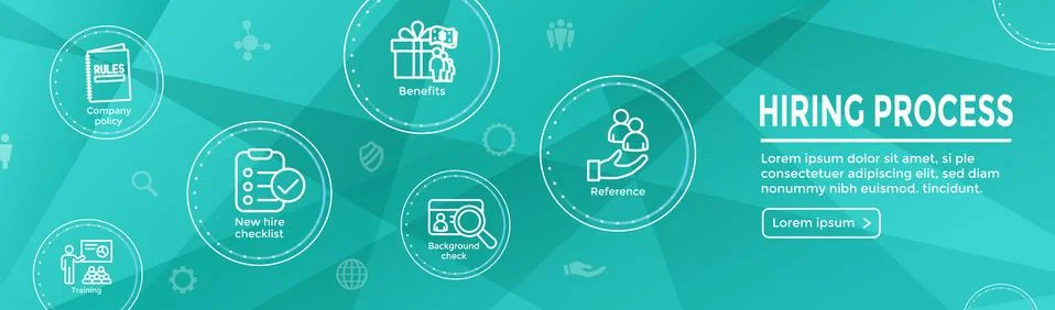 Hiring Process icon set and web header banner 스톡 일러스트
