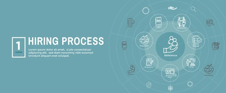 Hiring Process icon set and web header banner 스톡 일러스트