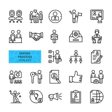 Hiring process icon set. Stock Illustration