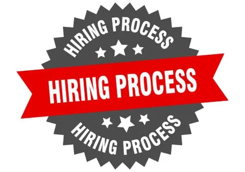 Hiring process round isolated ribbon label. hiring process sign Stock Illustration