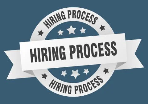 Hiring process round ribbon isolated label. hiring process sign Illustrazione stock