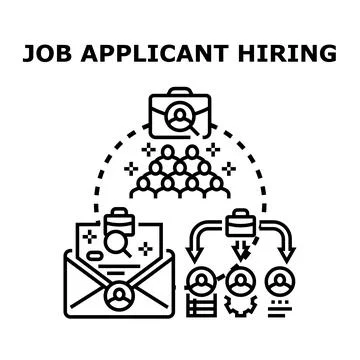 Hiring process selecting job applicant professional employees Stockillustratie