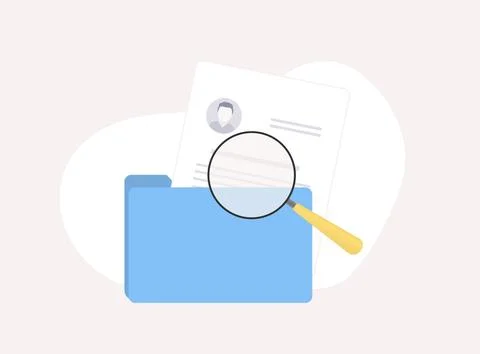 Hiring process vector icon. Recruitment pros concept with blue computer folder Stock Illustration