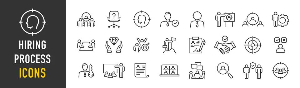 Hiring Process web icons in line style. Human resources, training, work, jo.. 스톡 일러스트