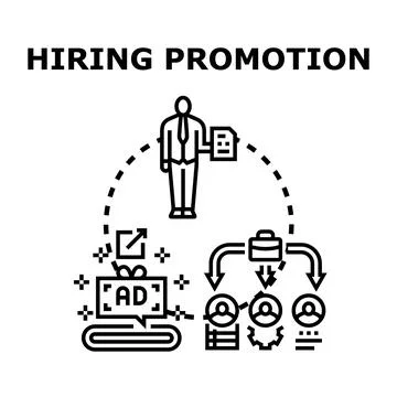 Hiring promotion concept with employee development process Stock Illustration