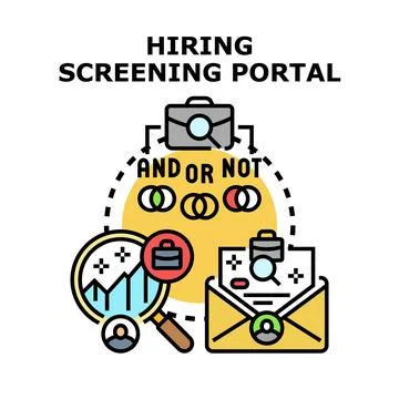 Hiring screening portal process for human resources recruitment Stock Illustration