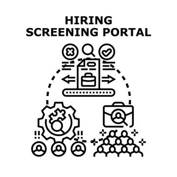 Hiring screening portal process recruiting job candidates Stockillustratie
