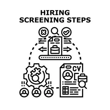 Hiring screening steps process for employee selection Stock Illustration