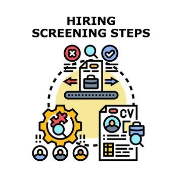 Hiring screening steps process for employee selection Stock Illustration