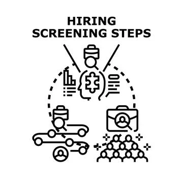 Hiring screening steps process identifying talent Stock Illustration