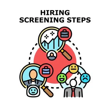 Hiring screening steps process selecting new employee Stock Illustration