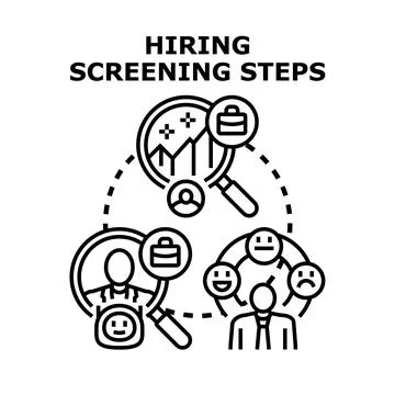 Hiring screening steps process selecting new employee Stock Illustration