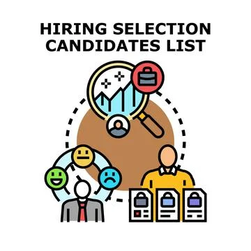 Hiring selection candidates list evaluation reviewing process Stockillustratie