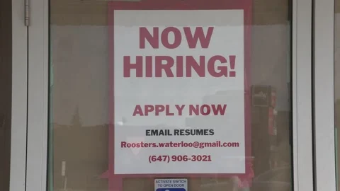 Hiring sign on fast food restaurant busi... | Stock Video | Pond5