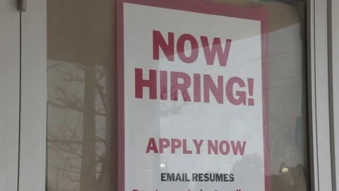 Hiring sign on fast food restaurant busi... | Stock Video | Pond5