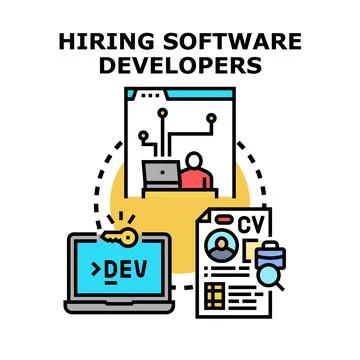 Hiring software developers concept for recruitment process イラスト素材