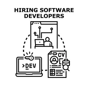 Hiring software developers concept for recruitment process Stock Illustration