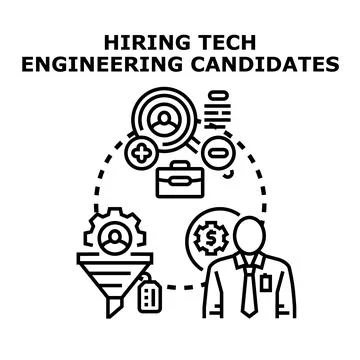 Hiring tech engineering candidates recruitment process Stock Illustration