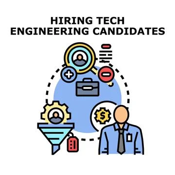 Hiring tech engineering candidates recruitment process Stock Illustration
