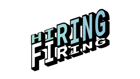 HIRING vs FIRING, 3D Text Animation in Isometric View with Opposite Word Motion Stock Footage 314263559