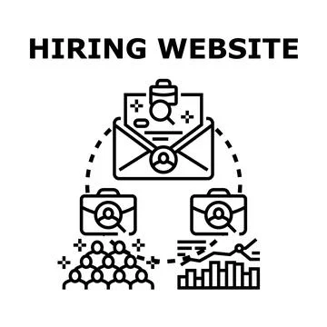 Hiring website finding new staff applicants online 库存插图