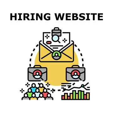 Hiring website finding new staff applicants online Stock Illustration