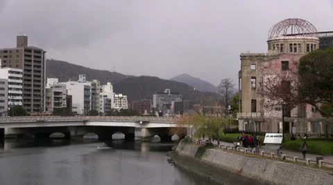 Hiroshima Atomic Bomb Dome And Bridge Stock Footage 21831259