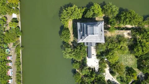 Hiroshima Castle from Above Stock Photos