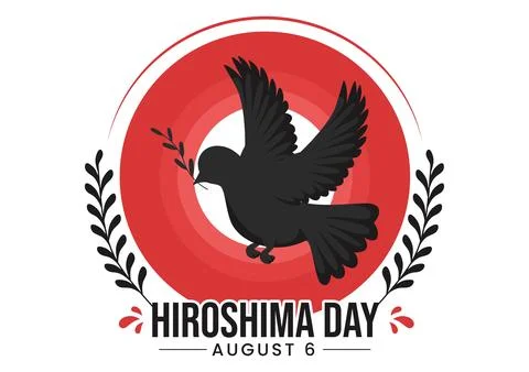 Hiroshima Day Vector Illustration on 6 August with Peace Dove Bird and Nucl.. Stock Illustration