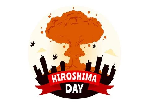 Hiroshima Day Vector Illustration for August 6th featuring a Peace Dove and.. Stock Illustration