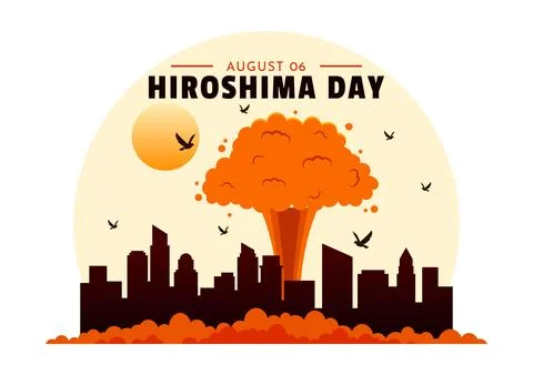 Hiroshima Day Vector Illustration for August 6th featuring a Peace Dove and.. Stock Illustration
