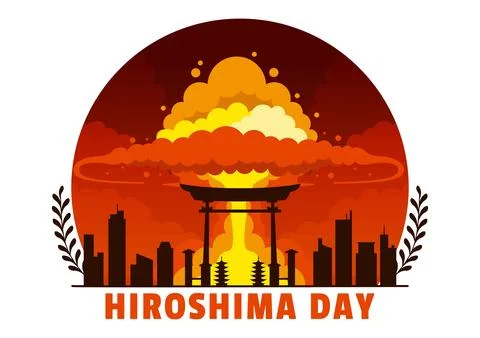 Hiroshima Day Vector Illustration for August 6th featuring a Peace Dove and.. Stock Illustration