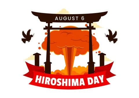 Hiroshima Day Vector Illustration for August 6th featuring a Peace Dove and.. Stock Illustration