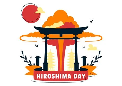 Hiroshima Day Vector Illustration on August 6, featuring a Peace Dove Symbo.. Stock Illustration
