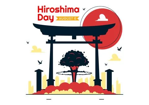 Hiroshima Day Vector Illustration on August 6, featuring a Peace Dove Symbo.. 库存插图