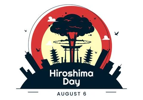 Hiroshima Day Vector Illustration on August 6, featuring a Peace Dove Symbo.. Stock Illustration