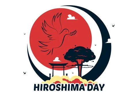 Hiroshima Day Vector Illustration on August 6, featuring a Peace Dove Symbo.. Stockillustratie