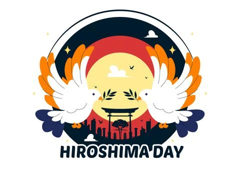 Hiroshima Day Vector Illustration on August 6, featuring a Peace Dove Symbo.. 库存插图