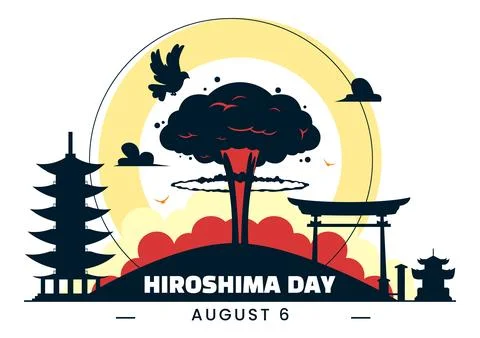 Hiroshima Day Vector Illustration on August 6, featuring a Peace Dove Symbo.. イラスト素材