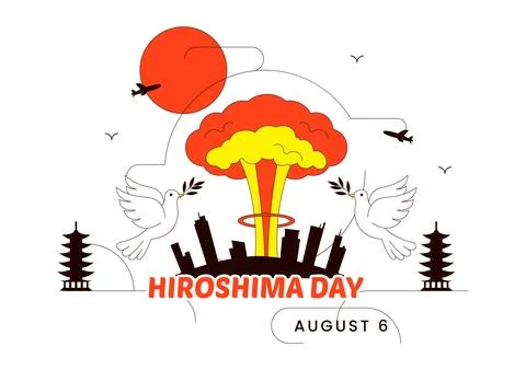 Hiroshima Day Vector Illustration Featuring Peace Dove, Nuclear Remembrance.. Stock Illustration